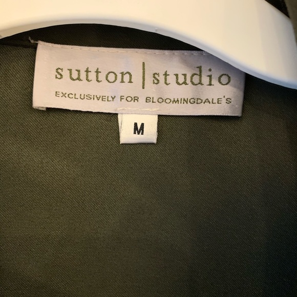 Sutton Studio for Bloomingdales Olive faux suede - Picture 6 of 8